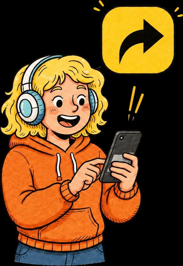 A creator sharing the link from their phone