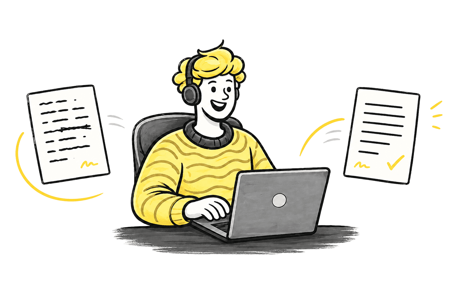 A writer turning a rough draft into polished writing with Polyscribe