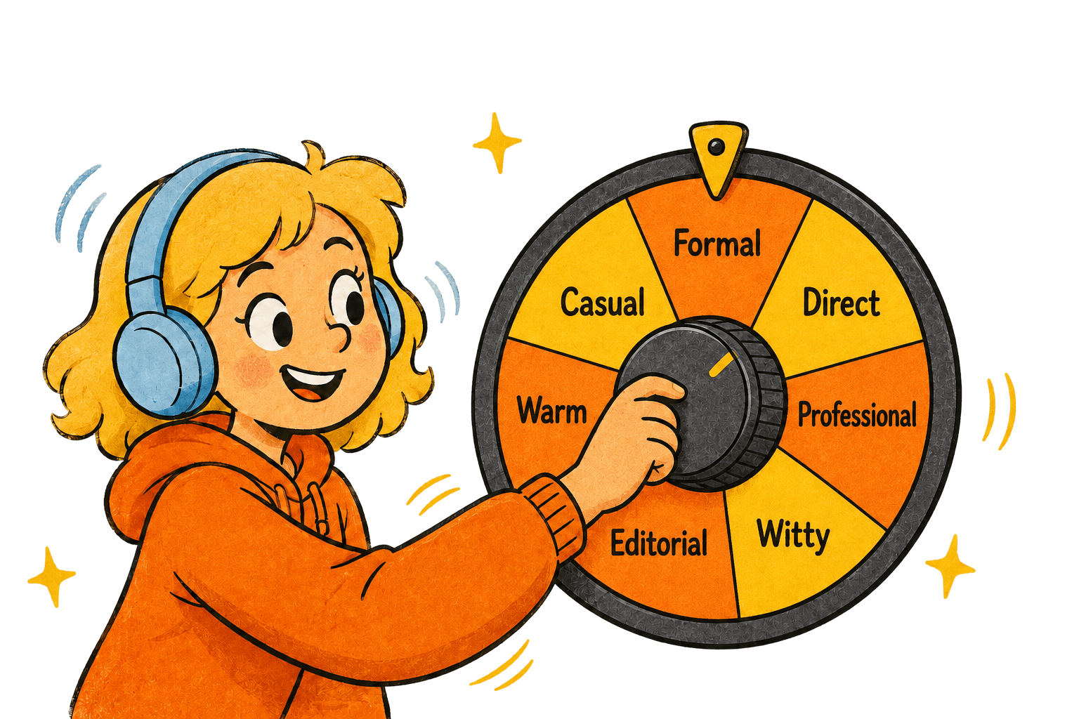 A writer choosing between different conversational tones